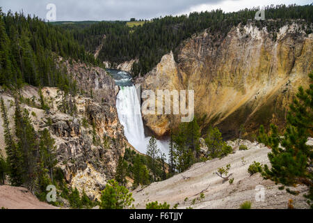 Waterfall in Yellowstone Grand Canyon Stock Photo