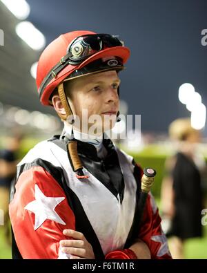 Meydan Racecourse, UAE. 19th November, 2015.   David Probert before the Thoroughbreds Handicap 74-84 at Meydan Racecourse Credit:  Tom Morgan/Alamy Live News Stock Photo