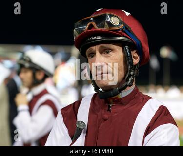 Meydan Racecourse, UAE. 19th November, 2015.   Jockey Dane O'Neill before race 4 at Meydan Racecourse Credit:  Tom Morgan/Alamy Live News Stock Photo