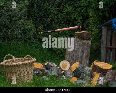 Spliting Logs for Firewood Stock Photo