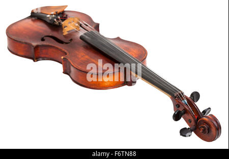 old fiddle isolated on white background Stock Photo