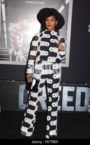 Hollywood, California, USA. 19th Nov, 2015. Janelle Monae attends the Premiere Of ''Creed'' at the Village Theater in Westwood, Ca on November 19, 2015. 2015 Credit:  Phil Roach/Globe Photos/ZUMA Wire/Alamy Live News Stock Photo