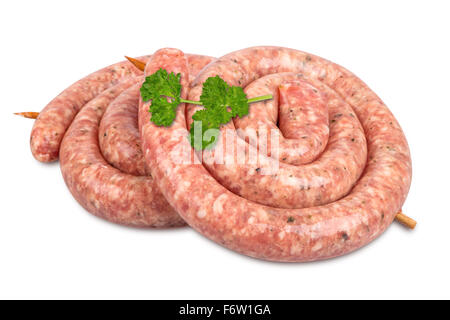 fresh german sausages on white background Stock Photo