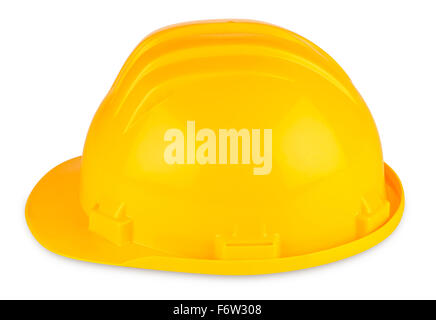 yellow building-site helmet on white background Stock Photo