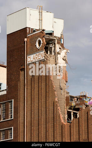 UK, England, Yorkshire, Hull, Clarence Flour Mill beside River Hull being demolished to build Raddisson Blu Hotel