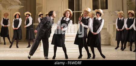 London, UK. 19 November 2015. L-R: Richard Suart as Ko-Ko, Mary Bevan as Yum-Yum, Fiona Canfield as Peep-Bo and Rachael Lloyd as Pitti-Sing. Dress rehearsal for the Gilbert and Sullivan comic opera The Mikado at the London Coliseum. Jonathan Miller's production of The Mikado returns to the Coliseum celebrating 200 performances on stage. Performances start on 21 November 2015 for 13 performances until 6 February 2016. With Robert Lloyd as The Midado, Anthony Gregory as Nanki-Poo, Richard Suart as Ko-Ko, Mary Bevan as Yum-Yum and Yvonne Howard as Katisha. Photo: Bettina Strenske Stock Photo