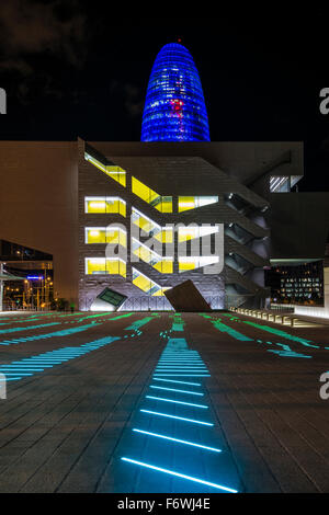 Torre Agbar at night,architect Jean Nouvel,22  quarter,Barcelona,Spain Stock Photo