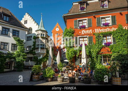 Restaurant, Meersburg, Lake Constance, Baden-Württemberg, Germany Stock Photo