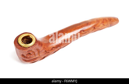 wooden hashish pipe, isolated on white background Stock Photo