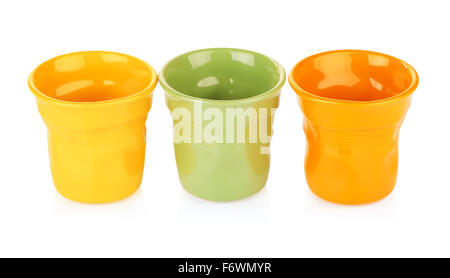 original colorful espresso cups, isolated on white Stock Photo