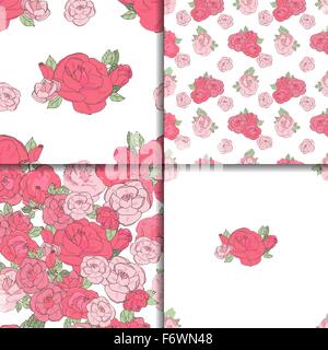 Set of four seamless floral patterns. Stock Vector