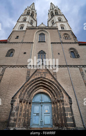 Romanesque entrance portal, parish church of St. Peter and Paul, Görlitz, Oberlausitz, Saxony, Germany Stock Photo