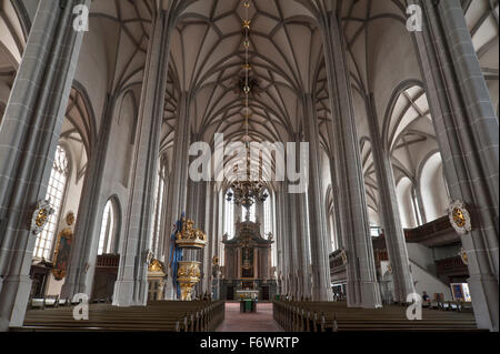 Interior, Late Gothic, parish church of St. Peter and Paul, Görlitz, Oberlausitz, Saxony, Germany Stock Photo