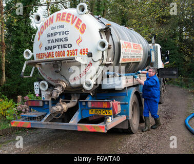 A septic tank emptying lorry. Stock Photo