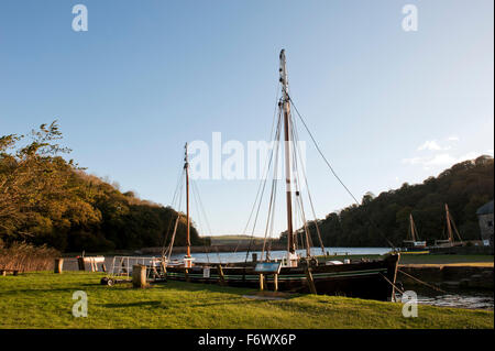Vessel in Cotehele Quay at river Tamar National Trust Cornwall England UK Europe Stock Photo