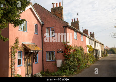 Attractive historic rural village cottages in Butley, Suffolk, England, UK Stock Photo