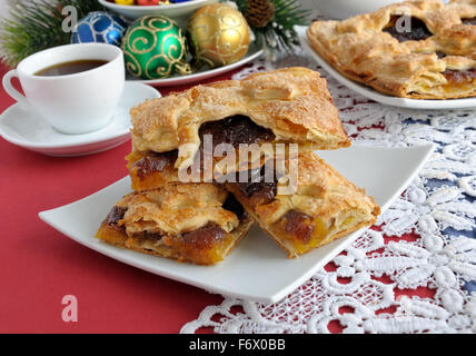 Pieces of strudel stuffed with apples and jam Stock Photo