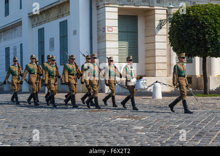 Changing of the Guard at the Presidential Palace, Buda Castle on Castle Hill in Budapest, Hungary Stock Photo