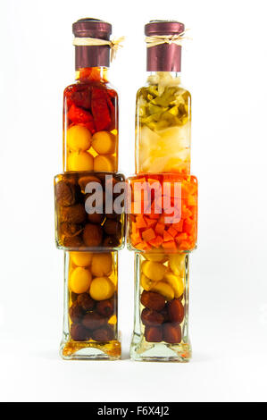 Preserved vegetables in glass bottle Stock Photo