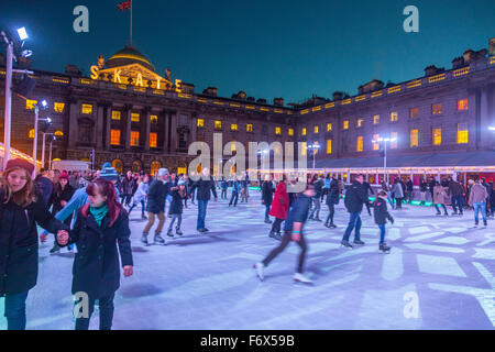 Somerset House Ice Rink at Xmas time Stock Photo
