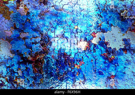 Color abstract background and desert crackle,  Water and glass effect. or ice structure Stock Photo