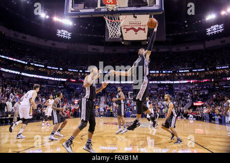 New Orleans, LA, USA. 20th Nov, 2015. San Antonio Spurs center Tim Duncan (21) during an NBA basketball game between the New Orleans Pelicans and the San Antonio Spurs at the Smoothie King Center in New Orleans, LA. Stephen Lew/CSM/Alamy Live News Stock Photo