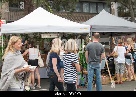 Avalon Market Day on Sydney northern beaches, annual community event of stallholders and music events in the village,Sydney Stock Photo