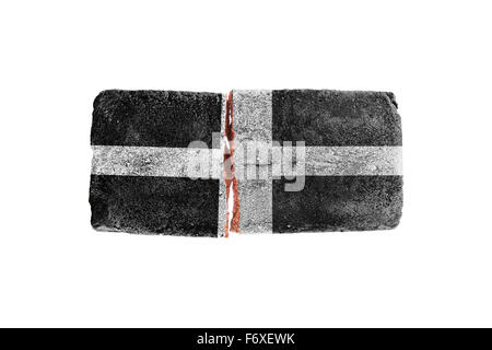 Rough broken brick, isolated on white background, flag of Cornwall Stock Photo