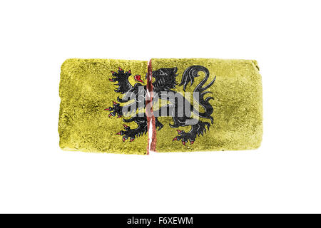 Rough broken brick, isolated on white background, flag of Flanders Stock Photo