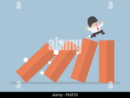Business running on toppling domino, VECTOR, EPS10 Stock Vector