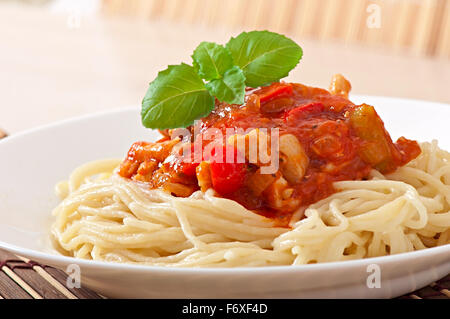 Spaghetti bolognese pasta with tomato sauce and meat Stock Photo