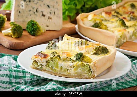 Quiche with broccoli and feta cheese Stock Photo