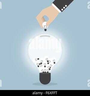Businessman hand collecting light bulb of idea, VECTOR, EPS10 Stock Vector