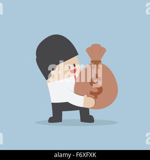 Businessman holding a money bag with dollar sign, VECTOR, EPS10 Stock Vector