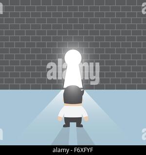 Businessman standing in front of keyhole, VECTOR, EPS10 Stock Vector