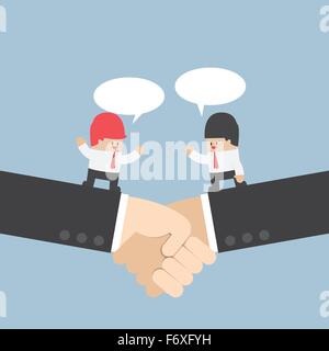 Businessman talking with partnership on a handshake, VECTOR, EPS10 Stock Vector