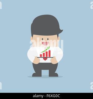 Businessman with growth graph on a tablet, VECTOR, EPS10 Stock Vector