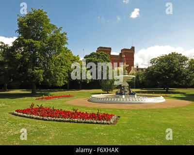 The cast iron fountain and former Jellalabad Barracks  in Vivary Park, Taunton, Somerset, England, UK Stock Photo