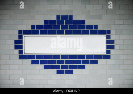 Blank subway wall sign. Stock Photo