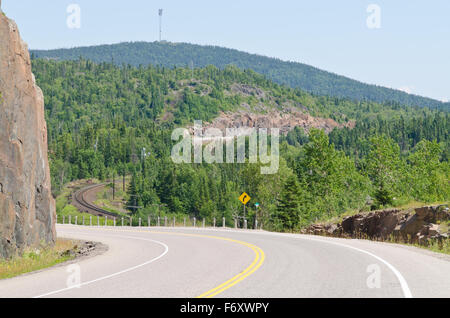 TransCanada highway along Superior Lake shore Stock Photo