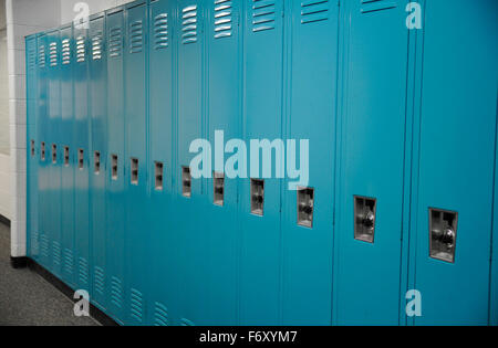 High school lockers Stock Photo