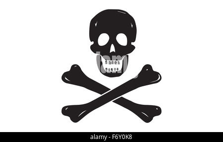 A black jolly rodger pirate flag design isolated on a white background Stock Photo
