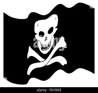 A wavy jolly rodger pirate flag design isolated on a white background Stock Photo