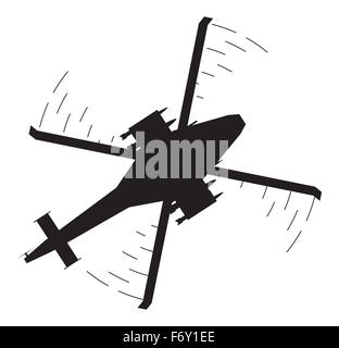 An attack helicopter silhouette isolated on a white background Stock Photo