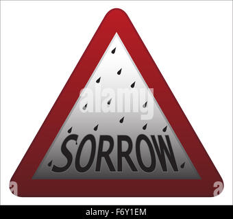 A sorrow warning sign isolated on a white background Stock Photo