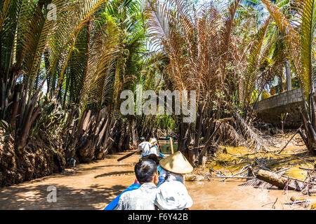 Small boats on Mekong River Delta Stock Photo