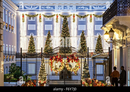 La Fortaleza (governor's mansion) decorated for Christmas and flags at