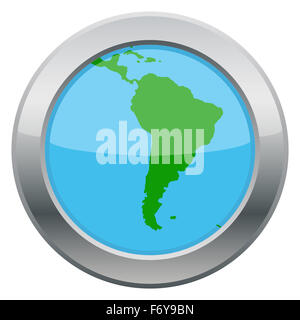 A South America map silver icon isolated on a white background Stock Photo