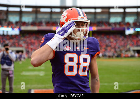 Clemson wide receiver Sean Mac Lain (88) just before the NCAA college football game between Wake Forest and Clemson on Saturday Nov. 21, 2015 at Memorial Stadium, in Clemson, S.C. Jacob Kupferman/CSM Stock Photo