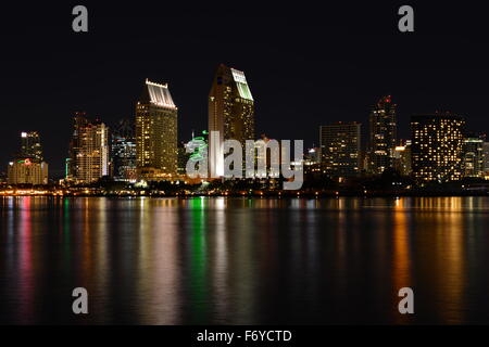 The San Diego skyline on a clear winters night. Stock Photo